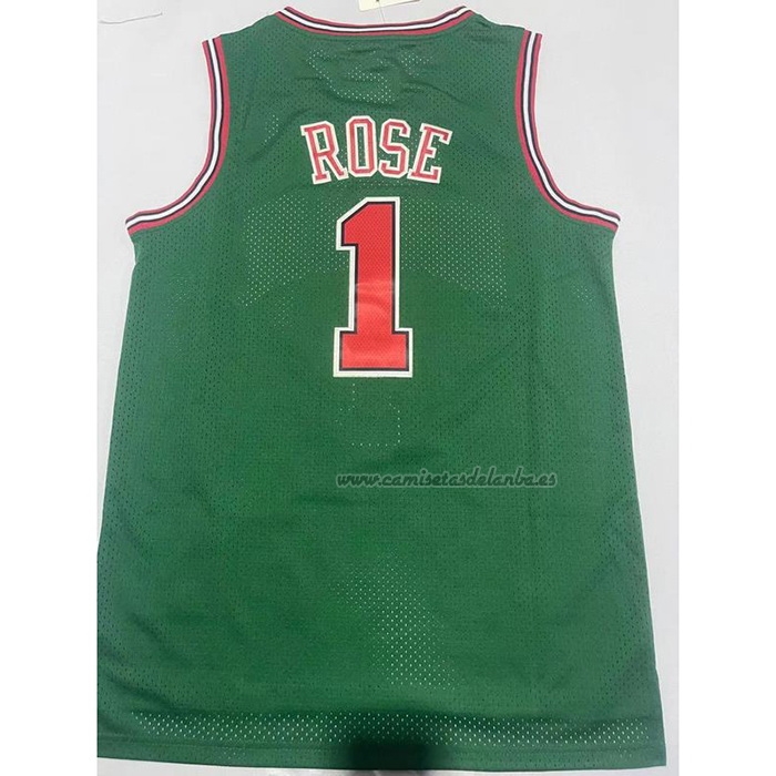 Camiseta Chicago Bulls Derrick Rose NO 1 Mitchell & Ness 2008-09 Verde2